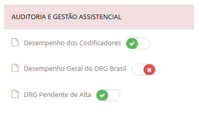 Selecionar relatórios disponíveis